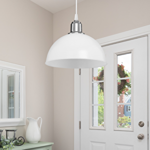 Haus Yarım Küre Opak Beyaz Abs Krom Kuka Süslü Sarkıt Mutfak Salon Avize Kafe Kuaför Aydınlatma 2155 Soğuk Beyaz