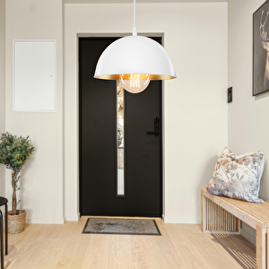 Haus Yarım Küre Beyaz İçi Gold Abs Mutfak Hol Avize Kafe Kuaför Depo Aydınlatma Barista Sarkıt 1000 Beyaz