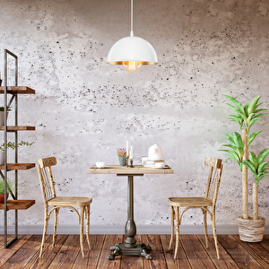 Haus Yarım Küre Beyaz İçi Gold Abs Mutfak Hol Avize Kafe Kuaför Depo Aydınlatma Barista Sarkıt