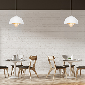 Haus Yarım Küre Beyaz İçi Gold Abs Mutfak Hol Avize Kafe Kuaför Depo Aydınlatma Barista Sarkıt