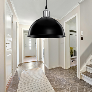 Haus Yarım Küre Siyah Abs Krom Kuka Süslü Sarkıt Mutfak Salon Avize Kafe Kuaför Aydınlatma 1072 Siyah