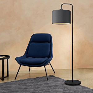 Suitable Metal Gövdeli Antrasit Kumaş Başlık Çok Amaçlı Lambader Salon Köşe Lambası Antrasit