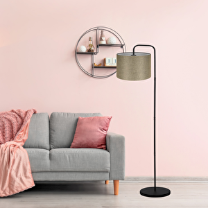 Suitable Metal Gövdeli Bej Kumaş Başlık Çok Amaçlı Lambader Salon Köşe Lambası 1179 Kum Beji