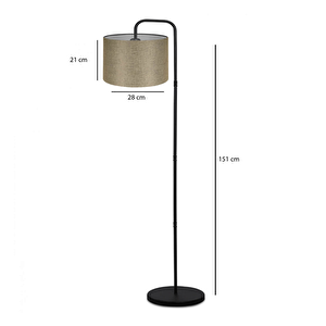 Suitable Metal Gövdeli Bej Kumaş Başlık Çok Amaçlı Lambader Salon Köşe Lambası 1179 Kum Beji