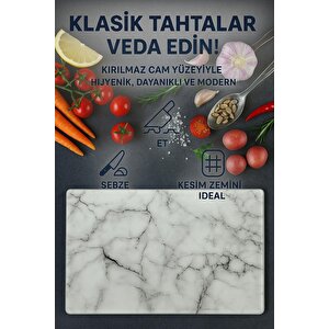 Cam Kesme Tahtası Ve Sunum Tablası Kırılmaz Çizilmez Kaymaz 35cm X 25cm