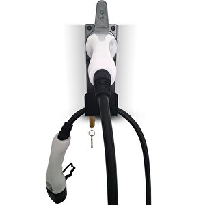 Egnio Tip 2 Ev Şarj Tutucu, Iec 51296-2 Fişli Elektrikli Araba İçin Asma Kilit Kilitlenebilir Duvara Montaj Tutucu Siyah