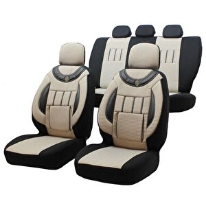 Subaru Tribeca Uyumlu Jakarlı Oto Koltuk Kılıfı Bej-Siyah
