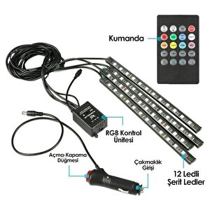 Ayak Altı Led Ambiyans Ses Duyarlı Rgb Aydınlatma 4 Lü