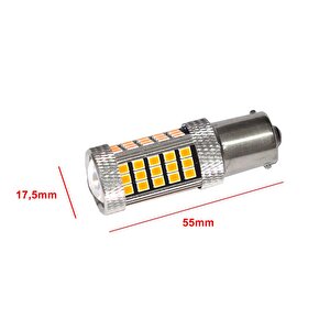 Premium Serisi Profesyonel P21w 1156 15w Tek Duy Led Ampul Turuncu Mercekli Ultra Parlak