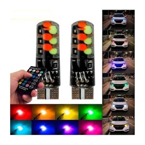 Kumandalı Çakarlı Rgb T10 Dipsiz Park, Sinyal, Tavan Ampülü İki Adet