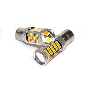 Premium Fx4045 Serisi Mercekli  66 Led Turuncu Çift Duy Sinyal Ampülü Süper Parlak İki Adet