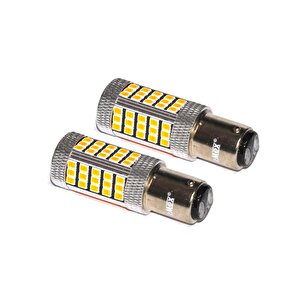 Premium Fx4045 Serisi Mercekli  66 Led Turuncu Çift Duy Sinyal Ampülü Süper Parlak İki Adet