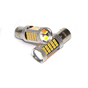 Premium Fx4035 Serisi Mercekli  66 Led Turuncu Tek Duy Sinyal Ampülü Süper Parlak İki Adet