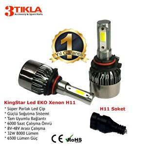 Kingstar H11 Beyaz Led Xenon Şimşek Etkili Far Ampül 8000 Lümen
