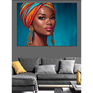 Sarı Türbanlı Kadın Dekoratif Kanvas - Mdf Ahşap Tablo 50x70 cm