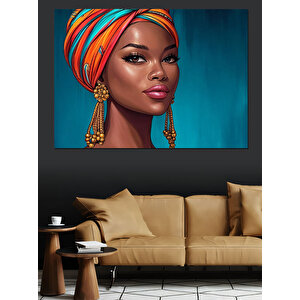 Sarı Türbanlı Kadın Dekoratif Kanvas - Mdf Ahşap Tablo 50x70 cm