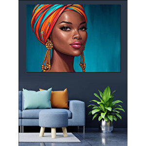 Sarı Türbanlı Kadın Dekoratif Kanvas - Mdf Ahşap Tablo