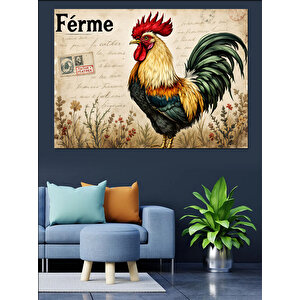 Fransız Tarzı Renkli Horoz Dekoratif Kanvas - Mdf Ahşap Tablo
