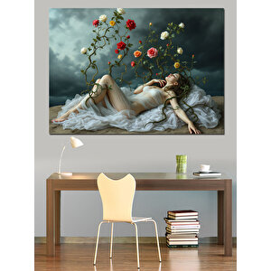 Rüyada Yatan Kadın Dekoratif Kanvas - Mdf Ahşap Tablo 100x140 cm