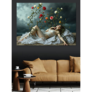 Rüyada Yatan Kadın Dekoratif Kanvas - Mdf Ahşap Tablo