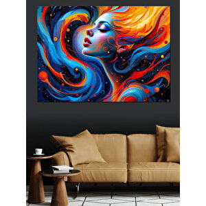 Ateşli Saçlı Kadın Dekoratif Kanvas - Mdf Ahşap Tablo 100x140 cm