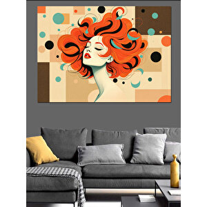 Rüzgarlı Kadın İllüstrasyonu Dekoratif Kanvas - Mdf Ahşap Tablo 100x140 cm
