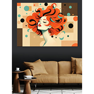 Rüzgarlı Kadın İllüstrasyonu Dekoratif Kanvas - Mdf Ahşap Tablo 100x140 cm