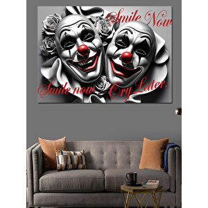 Maskeli Palyaço İllüstrasyonu Dekoratif Kanvas - Mdf Ahşap Tablo 100x140 cm
