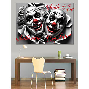 Maskeli Palyaço İllüstrasyonu Dekoratif Kanvas - Mdf Ahşap Tablo 100x140 cm