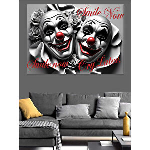 Maskeli Palyaço İllüstrasyonu Dekoratif Kanvas - Mdf Ahşap Tablo 50x70 cm