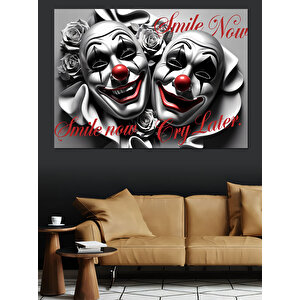 Maskeli Palyaço İllüstrasyonu Dekoratif Kanvas - Mdf Ahşap Tablo