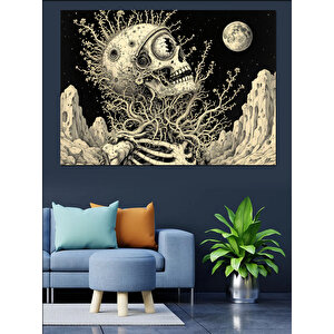 Ayda Çığlık Atan İskelet Dekoratif Kanvas - Mdf Ahşap Tablo