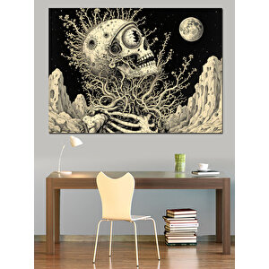 Ayda Çığlık Atan İskelet Dekoratif Kanvas - Mdf Ahşap Tablo 35x50 cm