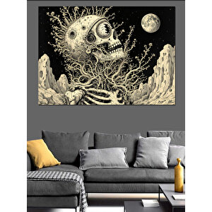 Ayda Çığlık Atan İskelet Dekoratif Kanvas - Mdf Ahşap Tablo 35x50 cm