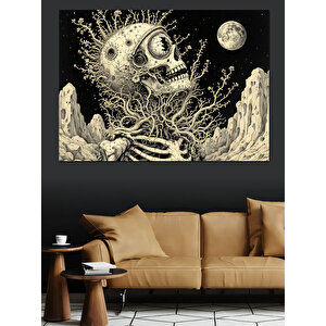 Ayda Çığlık Atan İskelet Dekoratif Kanvas - Mdf Ahşap Tablo 35x50 cm