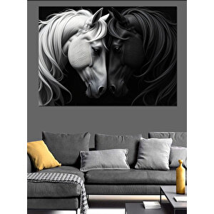 İki Atın Aşkı Dekoratif Kanvas - Mdf Ahşap Tablo