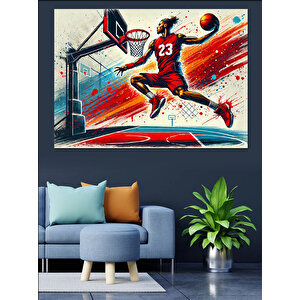 Basket Atan Sporcu Dekoratif Kanvas - Mdf Ahşap Tablo 50x70 cm