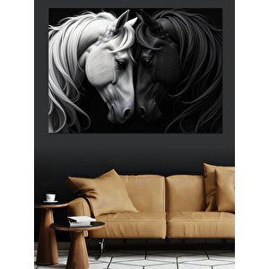 İki Atın Aşkı Dekoratif Kanvas - Mdf Ahşap Tablo