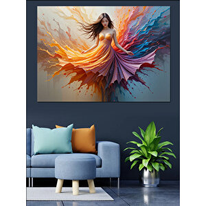 Fırça Elbise Kadın Dekoratif Kanvas - Mdf Ahşap Tablo