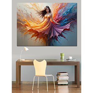 Fırça Elbise Kadın Dekoratif Kanvas - Mdf Ahşap Tablo 70x100 cm