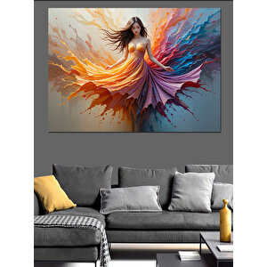 Fırça Elbise Kadın Dekoratif Kanvas - Mdf Ahşap Tablo 70x100 cm