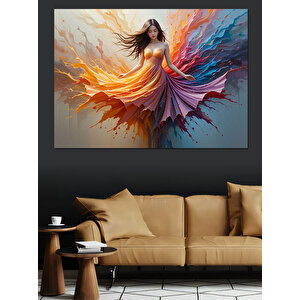 Fırça Elbise Kadın Dekoratif Kanvas - Mdf Ahşap Tablo 70x100 cm