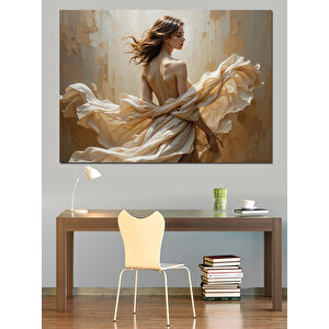 Hafif Rüzgarda Kadın Dekoratif Kanvas - Mdf Ahşap Tablo 50x70 cm