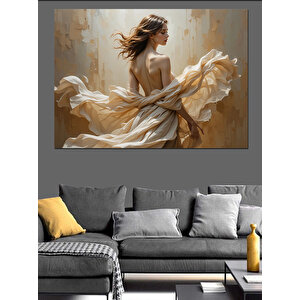 Hafif Rüzgarda Kadın Dekoratif Kanvas - Mdf Ahşap Tablo 50x70 cm