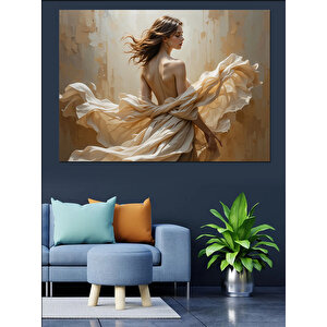 Hafif Rüzgarda Kadın Dekoratif Kanvas - Mdf Ahşap Tablo