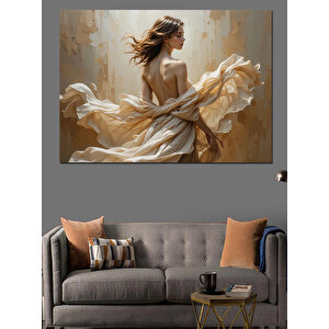 Hafif Rüzgarda Kadın Dekoratif Kanvas - Mdf Ahşap Tablo