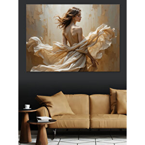 Hafif Rüzgarda Kadın Dekoratif Kanvas - Mdf Ahşap Tablo 100x140 cm