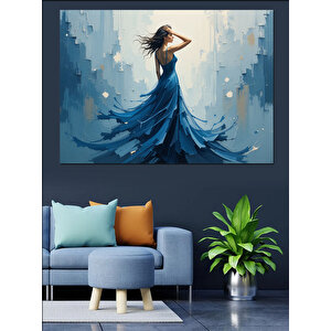 Dalgalar İçindeki Kadın Dekoratif Kanvas - Mdf Ahşap Tablo 25x35 cm