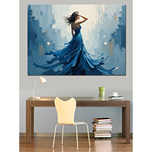 Dalgalar İçindeki Kadın Dekoratif Kanvas - Mdf Ahşap Tablo