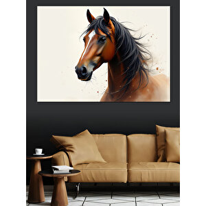 Gerçekçi At Portresi Fonu Dekoratif Kanvas - Mdf Ahşap Tablo